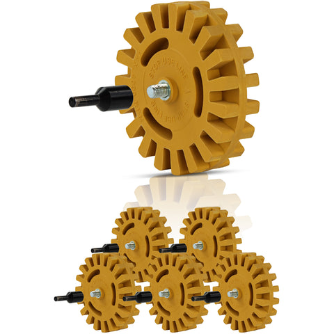 Rubber Eraser Wheel & Drill Adapter 6-pack Adhesive Vinyl Decal Remover