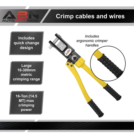 Hydraulic Crimper Cable Crimping Tool with Crimper Dies – 16 Ton