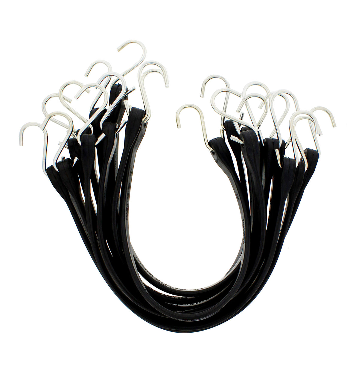 EPDM Rubber Straps with Hooks - 21in Black Rubber Bungee Cords, 10Pk