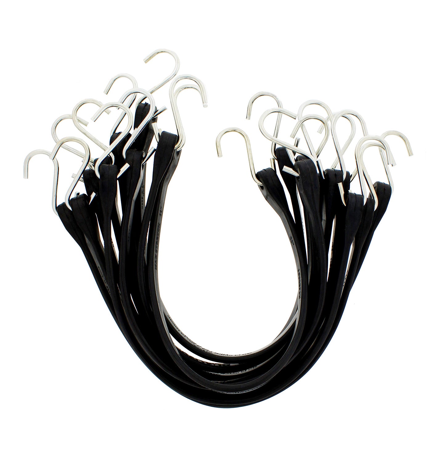 EPDM Rubber Straps with Hooks - 21in Black Rubber Bungee Cords, 10Pk