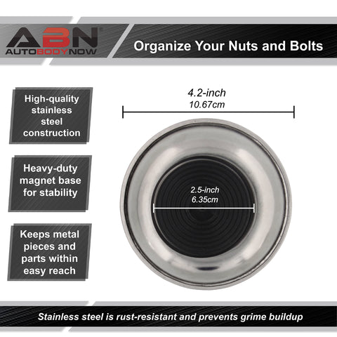 Magnetic Tool Tray 4pk - 3in Steel Screw And Bolt Magnetic Parts Bowl